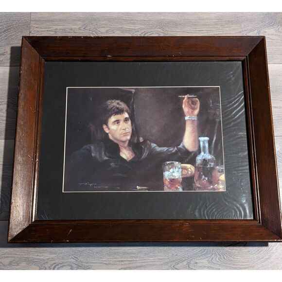 Large Scarface Tony Montana Framed Art Print - 24x20 Wood Frame - Al Pacino